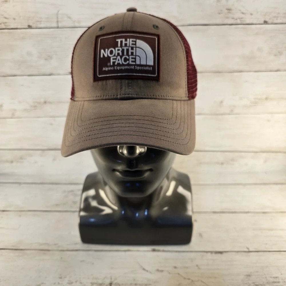 The North Face Mudder Trucker Hat Brown Burgundy Alpine Equipment Patch Snapback